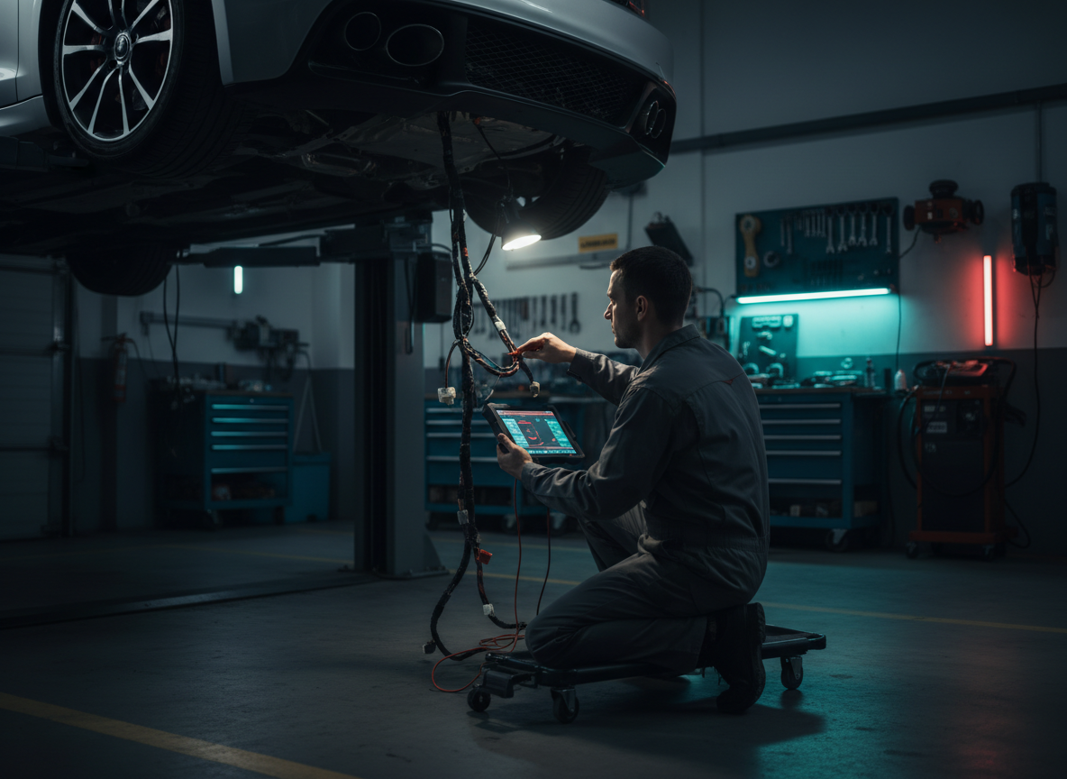Vehicle raised during electrical diagnostics